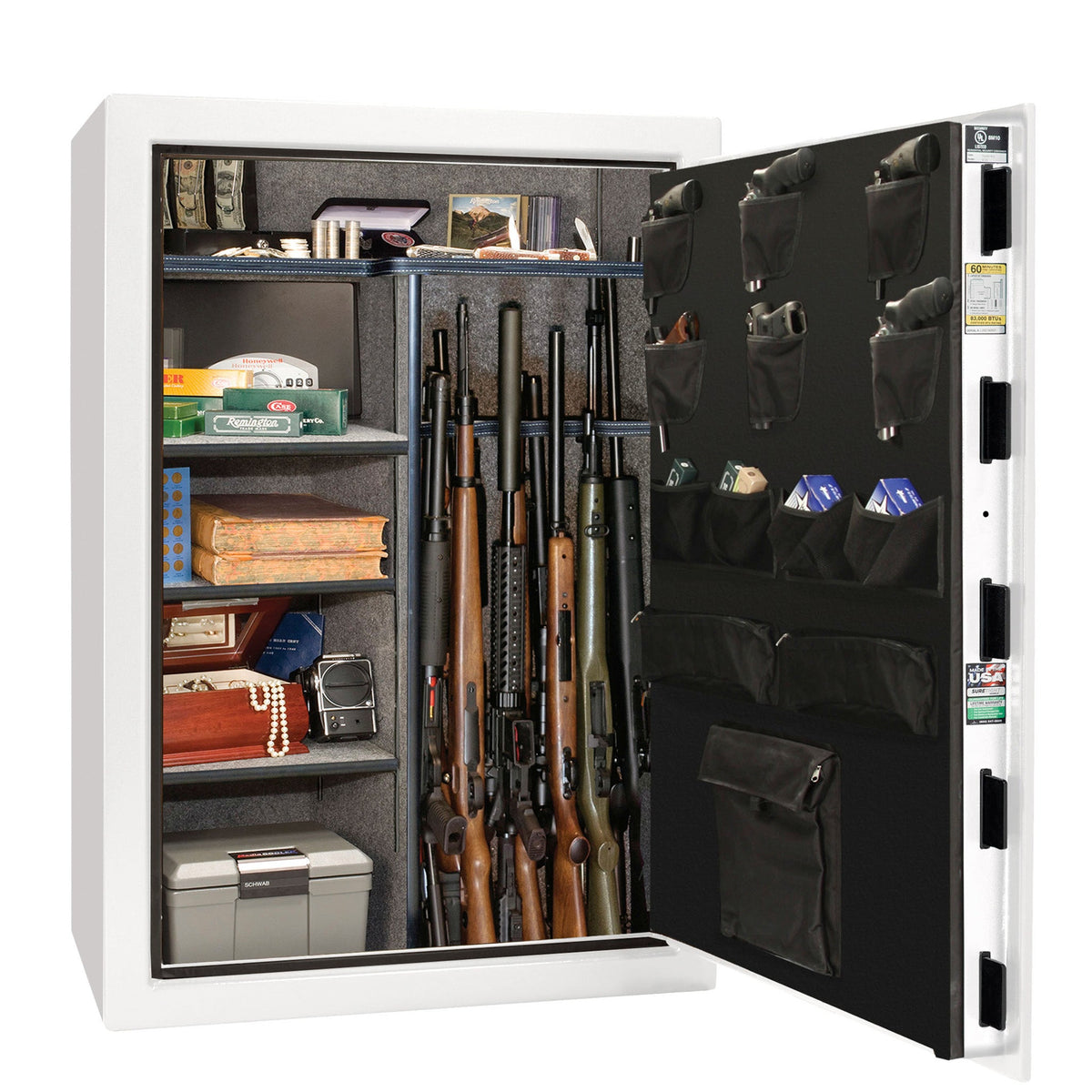 USA Series | Level 3 Security | 60 Minute Fire Rating | 48 | Dimensions: 60.5&quot;(H) x 42&quot;(W) x 22&quot;(D) | White Gloss | Electronic Lock - open