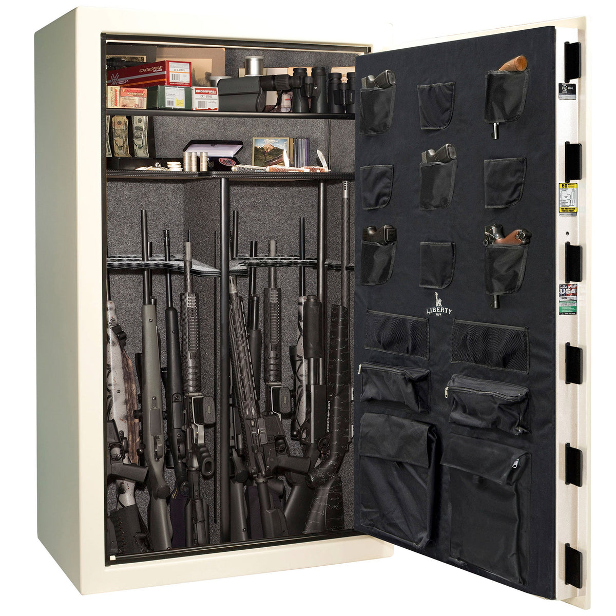 USA Series | Level 3 Security | 60 Minute Fire Rating | 50 | Dimensions: 72.5&quot;(H) x 42&quot;(W) x 27.5&quot;(D) | White Gloss | Electronic Lock - open