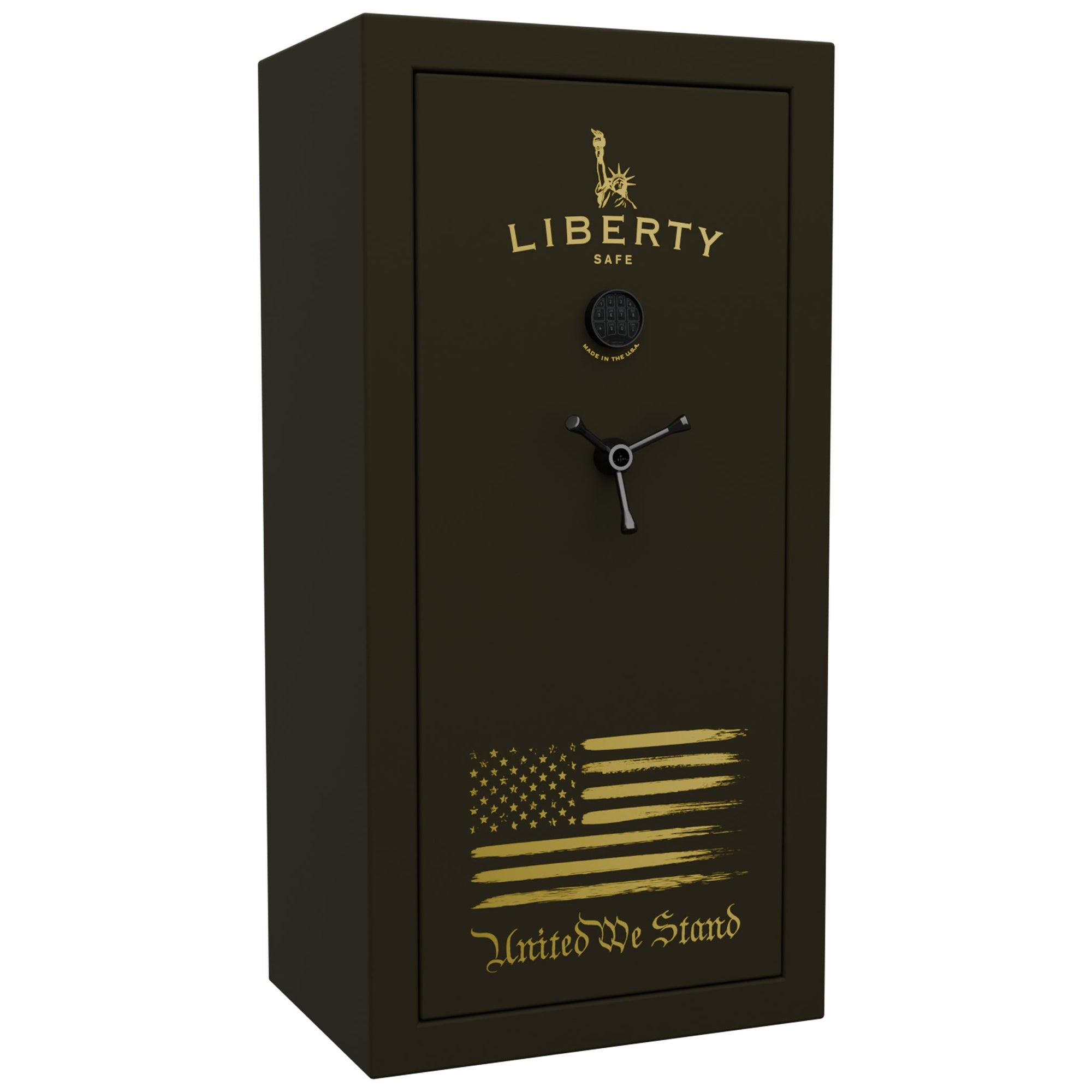 USA Series | Level 3 Security | 60 Minute Fire Rating | 30 | Dimensions: 60.5"(H) x 30"(W) x 22"(D) | OD Green Flag Safe | Black Electronic Lock - Closed